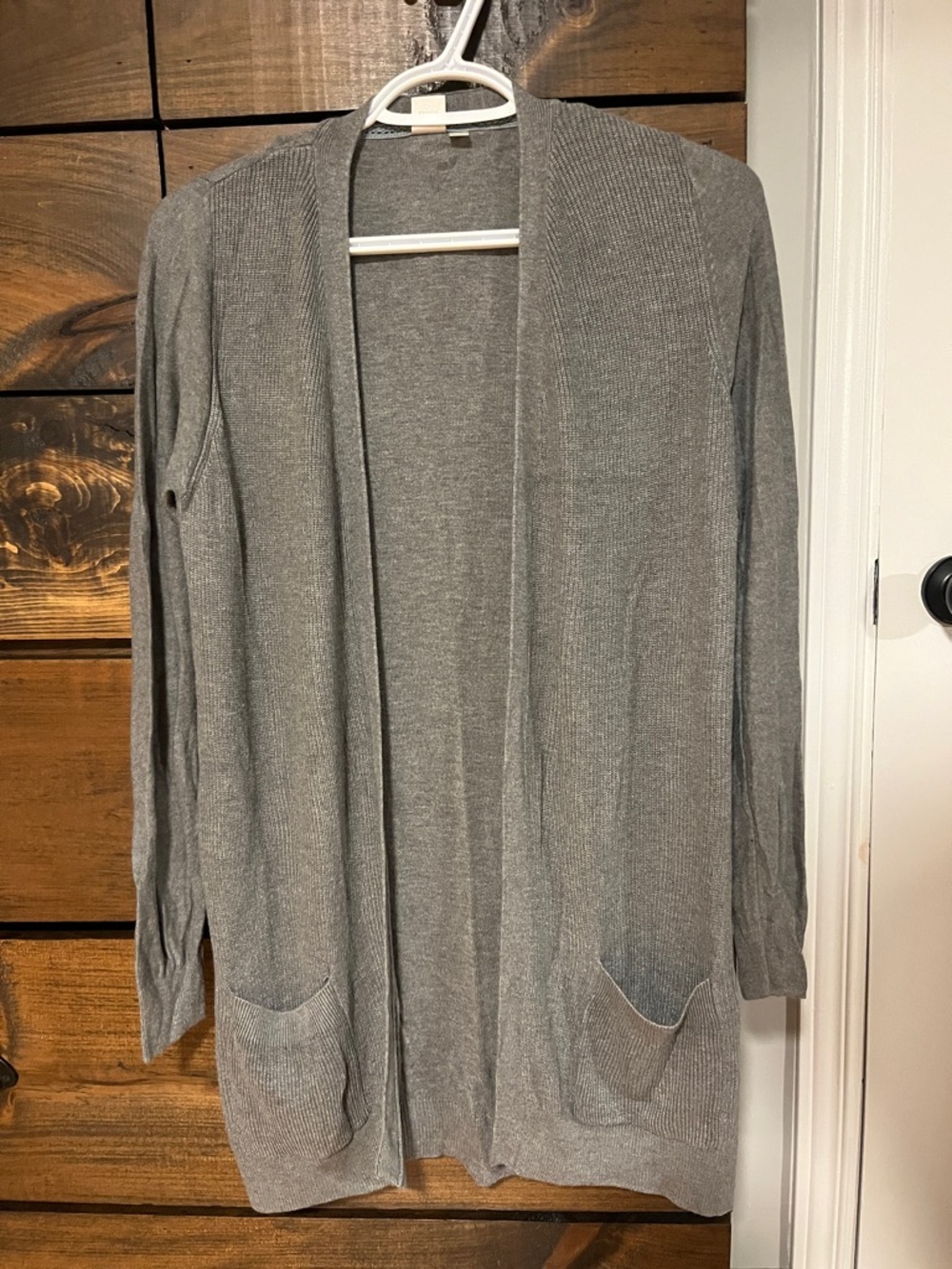 twik Gray Open-Front Knit Cardigan with Pockets